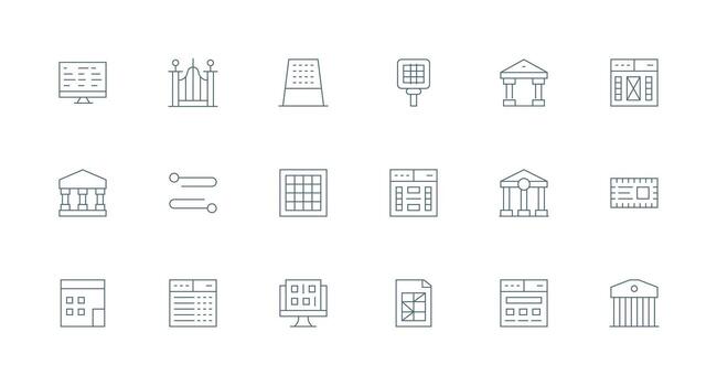 columnas presentando 18 íconos en mínimo línea diseño diseño icono colección vector