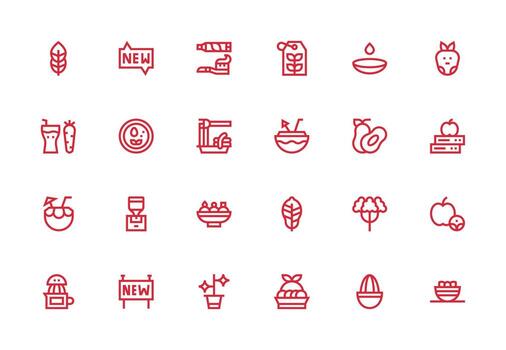 24 Thick Line Line Style Icons from Fresh Collection Quick Access Icons for UI Development vector