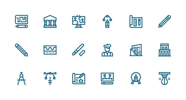 bosquejo conjunto con 18 fuerte carrera línea íconos sencillo íconos para interfaz y wireframes vector