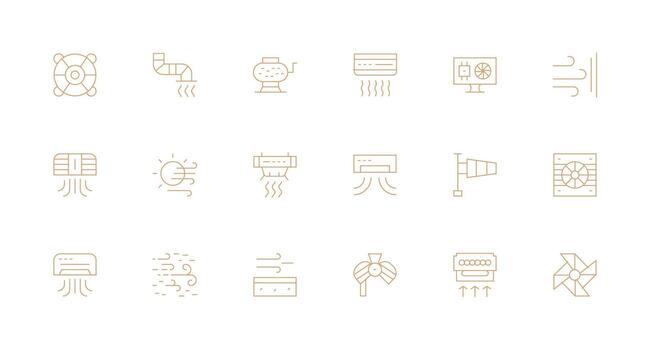 Minimal Line Style Airflow Icons with 18 Vectors Modern Icon Set