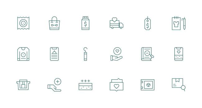 18 Icons for Item in Minimal Line Format Style Icon Set vector