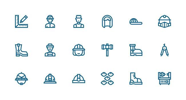 18 Strong Stroke Line Icons for Engineer Graphics Essential Icon Set for Teams vector