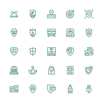 Medium Stroke Outline Style Safe Icons with 25 Vectors Icon Set for Web
