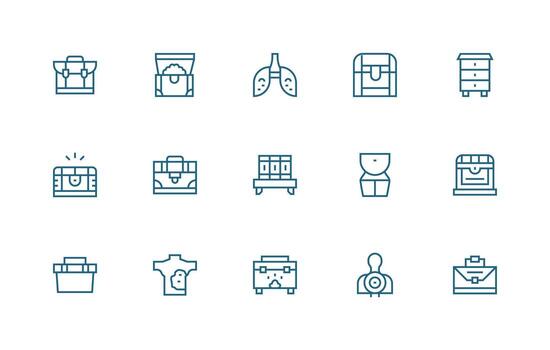 Regular Line Style Chest Icons with 15 Vectors Core Icon Collection for Daily Tasks