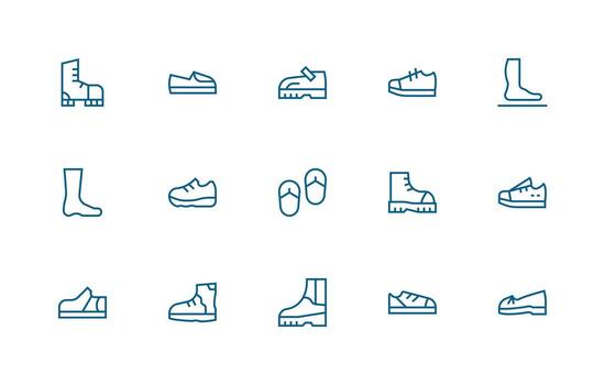 15 Icons for Sole in Regular Line Format Icon Set for Web vector