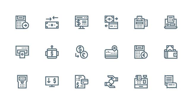 18 Icons for Payment Processing in Strong Stroke Line Format User Interface Icons for Digital Products vector