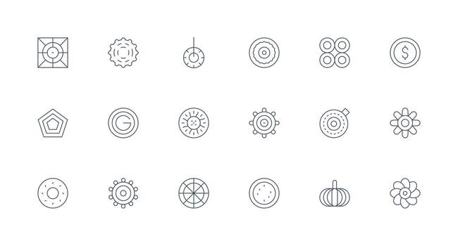 18 Minimal Line Style Icons from Concentric Collection Organized Pack for Project Assets vector
