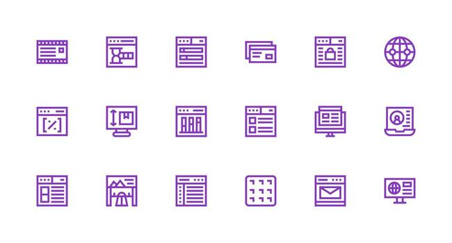 fuerte carrera línea íconos desde web página conjunto con 18 vectores todas dispositivo compatible icono conjunto