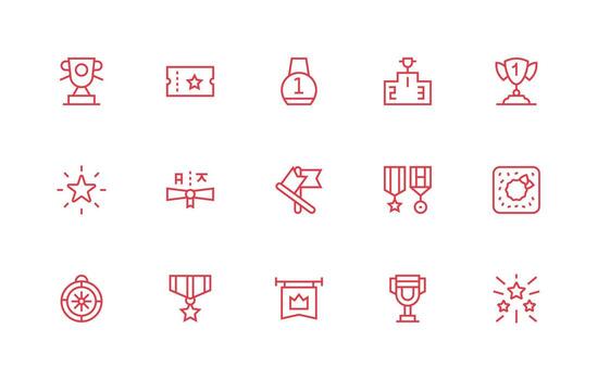 Award Visual Pack containing 15 Regular Line Icons Interface Icons for Daily Use vector