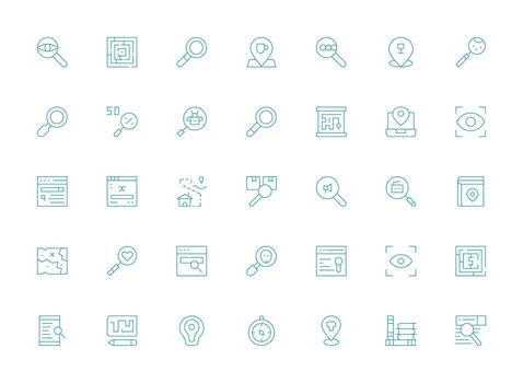 Find featuring 35 Icons in Light Line Design Essential Icons for Rapid UI Building vector