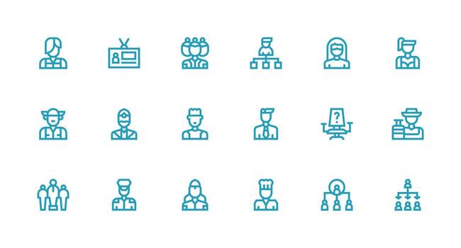18 Icons for Staff in Strong Stroke Line Format Quick Access Icons for UI Development vector