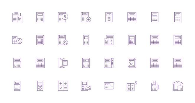Calculator Icon Collection with 32 Thin Line Designs Scalable Icons for All Themes vector
