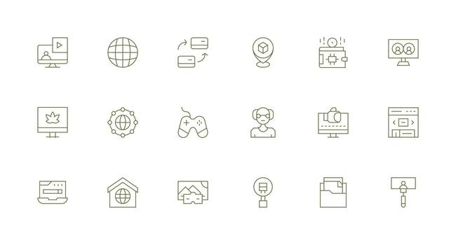 18 Minimal Line Icons for Virtual Graphics Neat Icon Set vector