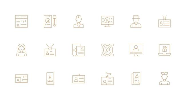 Personal Information featuring 18 Icons in Minimal Line Design Essential Icons for Rapid UI Building vector