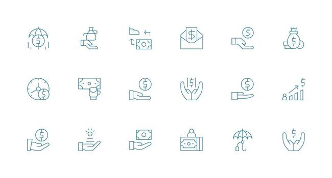 Compensation including 18 Minimal Line Illustrations UI Icon Set vector