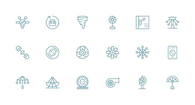 18 íconos para giratorio en mínimo línea formato básico icono serie vector