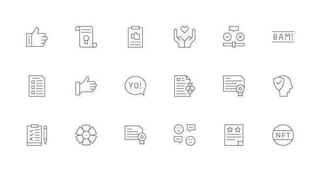 18 Approval Icons in Minimal Line Aesthetic User Interface Icons for Digital Products vector