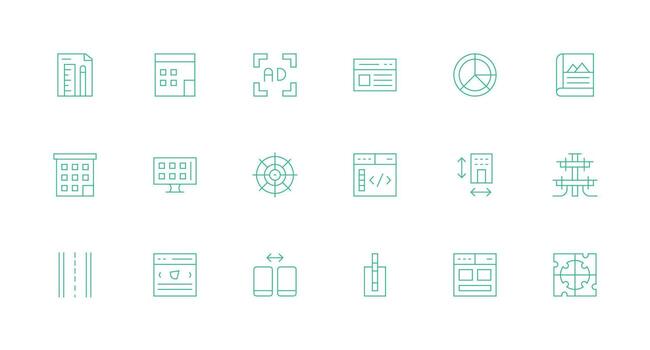 Layout Set with 18 Minimal Line Icons Line Icon Collection vector