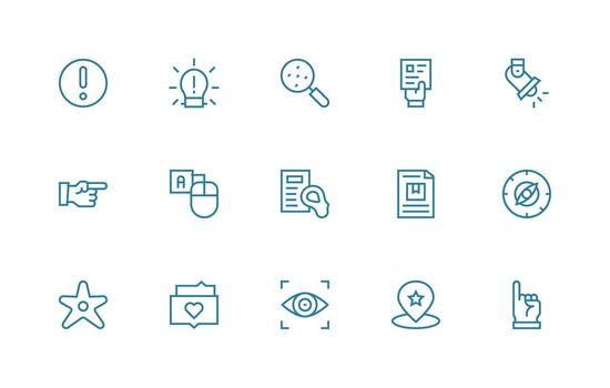 Highlight Set with 15 Regular Line Icons Icons Built for Visual Consistency Pack vector