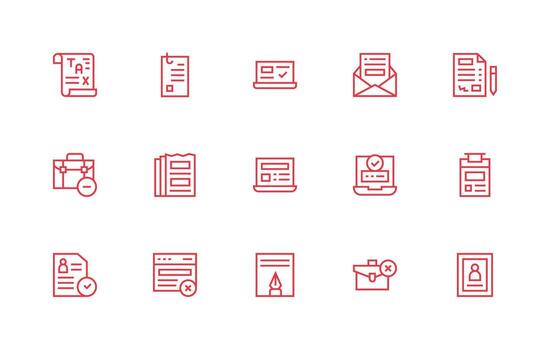 15 Icons for Submission in Regular Line Format Essential Icon Collection vector