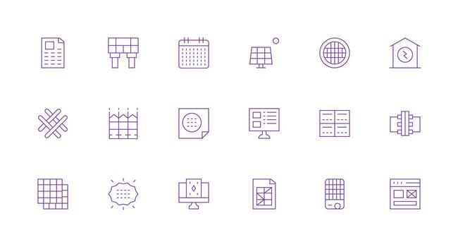 18 mínimo línea estilo íconos desde cuadrícula colección rápido acceso íconos para ui desarrollo vector