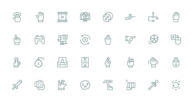Action featuring 32 Icons in Thin Line Design Editable Icon Collection vector