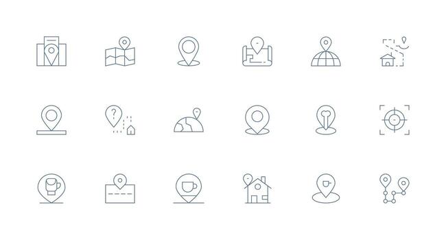 Geolocation featuring 18 Icons in Minimal Line Design Customizable Icon Series for Mobile Screens vector