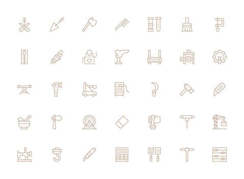 herramienta conjunto con 35 ligero línea íconos rápido acceso íconos para ui desarrollo vector