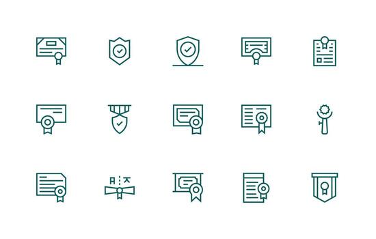Licensed Design Icons featuring 15 in Regular Line Style Display Icon Pack vector