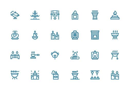 Flame Icon Collection with 24 Thick Line Line Designs Minimal Icon Set for Interface Projects vector
