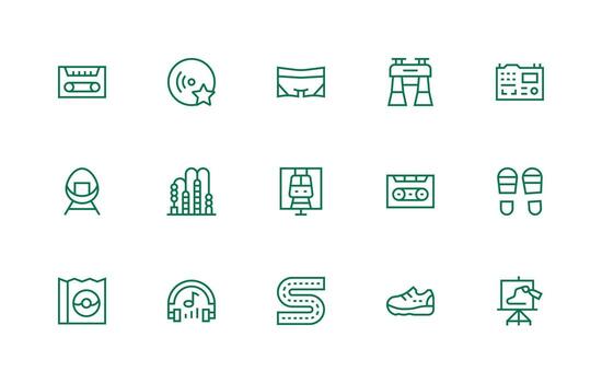 Track Set with 15 Regular Line Icons Web and App Icon Pack Collection vector