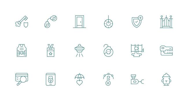 18 Minimal Line Style Icons from Security Collection Basic Icon Series vector