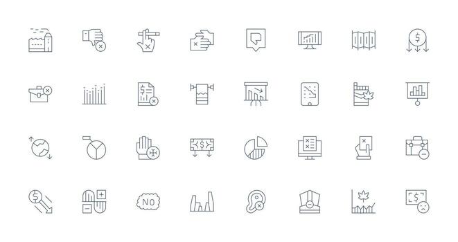 Decline Design Icons featuring 32 in Thin Line Style Neat Icon Set vector