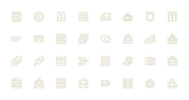 en capas icono conjunto con 32 Delgado línea gráficos universal icono paquete vector