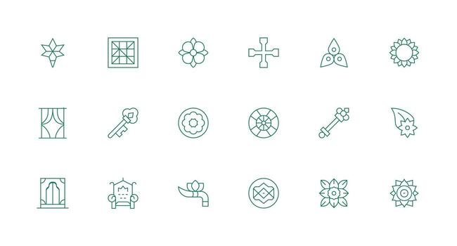 Ornate Icon Collection with 18 Minimal Line Designs Icon Set for Web vector