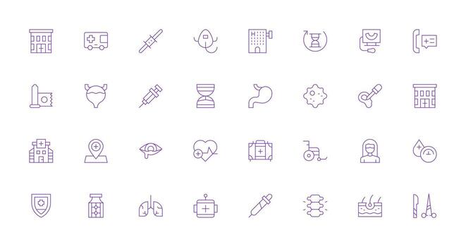 Medical Design Icons featuring 32 in Thin Line Style Essential Icons for Rapid UI Building vector