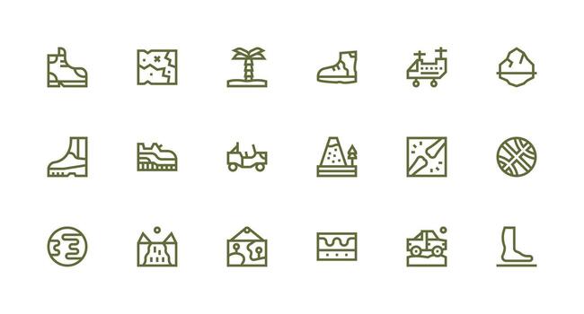 18 Icons for Terrain in Strong Stroke Line Format Complete Icon Bundle for Web Design vector