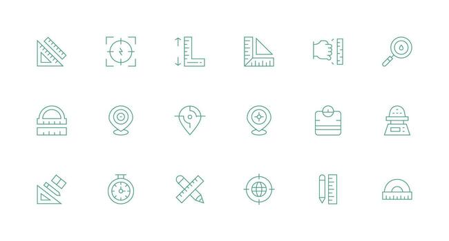 mínimo línea estilo preciso íconos con 18 vectores versátil icono colección para diseñadores