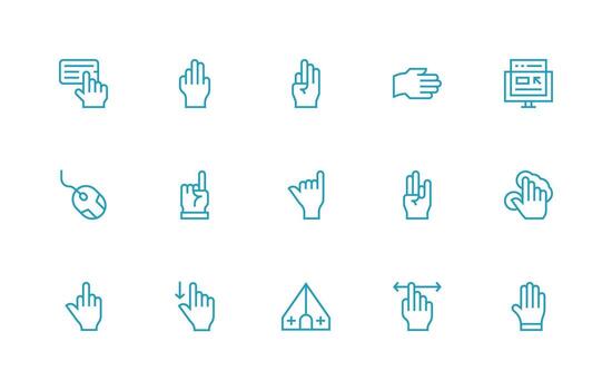 Cursor including 15 Regular Line Illustrations Sharp Icons for Presentations vector