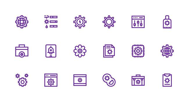 sistema ajustes visual paquete conteniendo 18 fuerte carrera línea íconos funcional icono serie vector