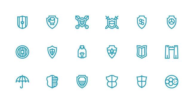 18 Strong Stroke Line Style Icons from Defense Mechanism Collection Icon Set for Apps vector