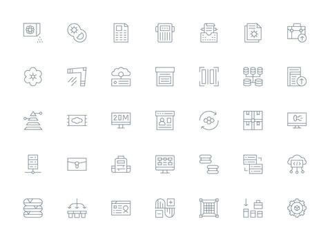 35 Light Line Icons for Data Management Graphics Smart Icon Collection vector