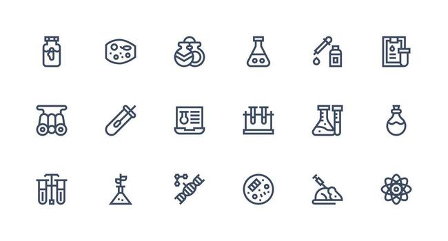 18 Strong Stroke Line Vectors for Experiment Theme Interface Icon Collection for Daily Projects