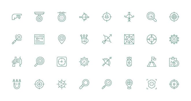 32 Thin Line Style Icons from Target Collection Multi-Style Icons for Creative Projects vector