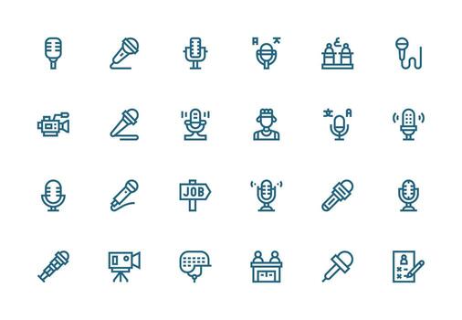 24 grueso línea línea íconos para entrevista gráficos icono conjunto vector