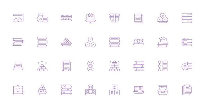32 Thin Line Icons for Stack Graphics Theme-Based Icon Pack vector