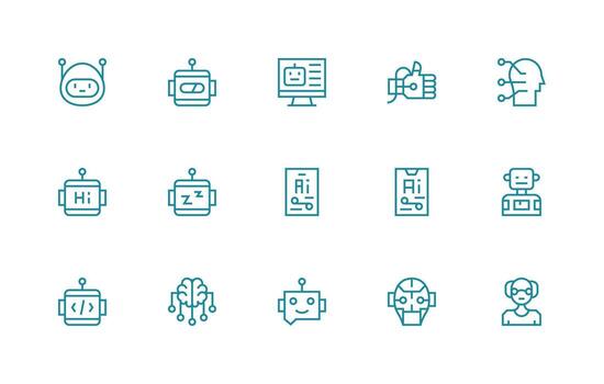 15 Regular Line Style Icons from Artificial Intelligence Collection Dashboard Icon Series vector
