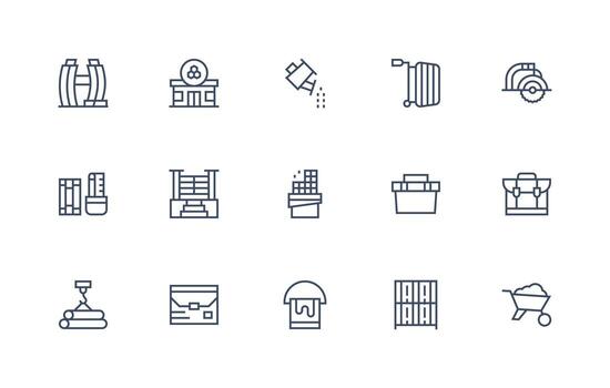 Materials Icon Collection with 15 Regular Line Designs Quick Access Icons for UI Development vector