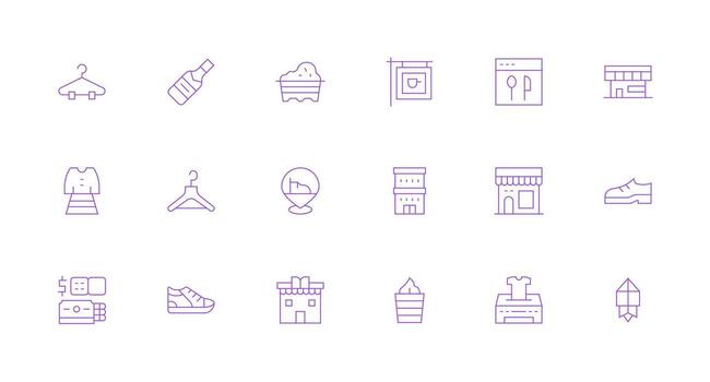 Shop Set with 18 Minimal Line Icons Complete Icon Bundle for Web Design vector