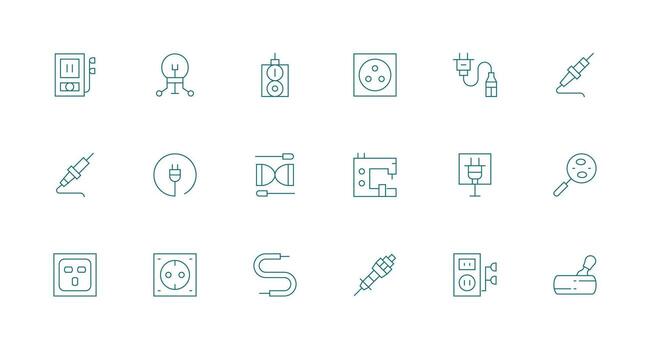Socket Set with 18 Minimal Line Icons Clear and Concise Icon Set Collection vector